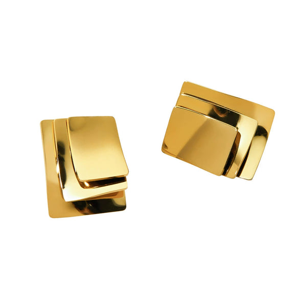 Wholesale Multilayer Geometric Stainless Steel Earrings With Advanced Design Sense And Electroplating For Women's Fashion