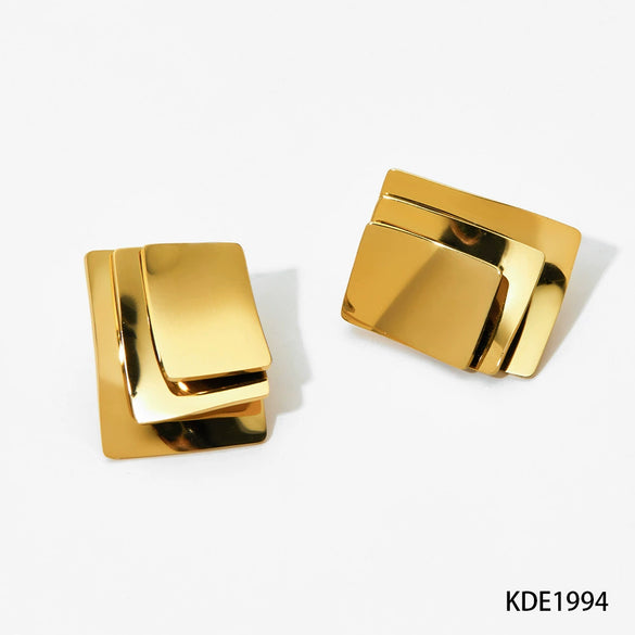 Wholesale Multilayer Geometric Stainless Steel Earrings With Advanced Design Sense And Electroplating For Women's Fashion