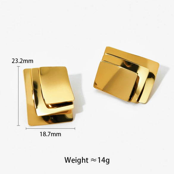 Wholesale Multilayer Geometric Stainless Steel Earrings With Advanced Design Sense And Electroplating For Women's Fashion