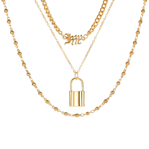 Wholesale Multilayer Hip Hop Style Alloy Cross Chain Pendant Clavicle Sweater Necklace With Electroplating