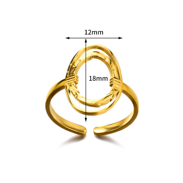 Wholesale Multilayer Line Open Geometric Ring Stainless Steel Gold Plated
