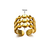 Wholesale Multilayer Line Open Geometric Ring Stainless Steel Gold Plated