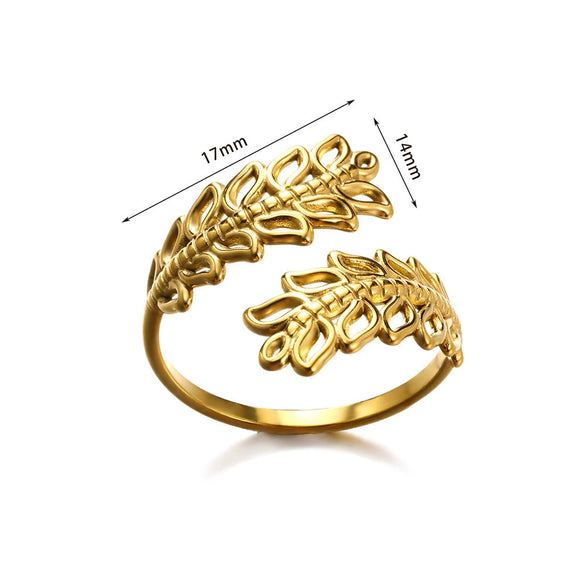 Wholesale Multilayer Line Open Geometric Ring Stainless Steel Gold Plated