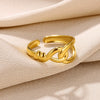 Wholesale Multilayer Line Open Geometric Ring Stainless Steel Gold Plated