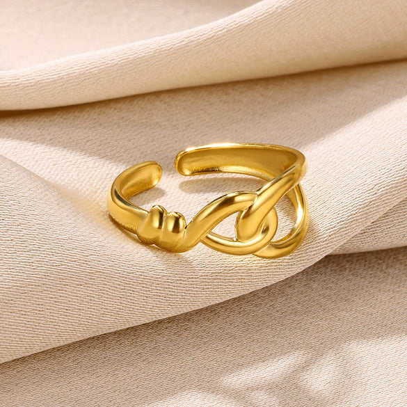 Wholesale Multilayer Line Open Geometric Ring Stainless Steel Gold Plated