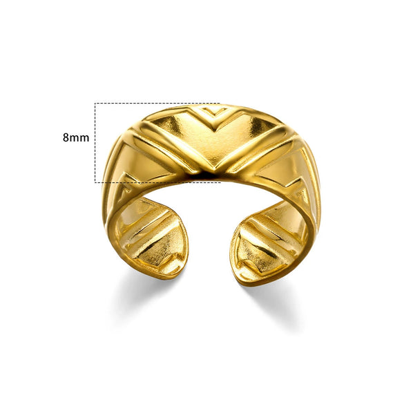 Wholesale Multilayer Line Open Geometric Ring Stainless Steel Gold Plated