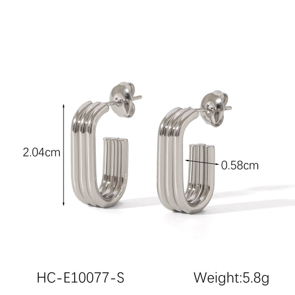 Wholesale Multilayer Linear Geometric Stainless Steel Earrings For Women With Electroplating