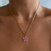 Wholesale Multilayer Minimalist Oil Drop Flower Pendant Necklace With Paper Clip Chain Titanium Steel 18K Gold Electroplated Unisex