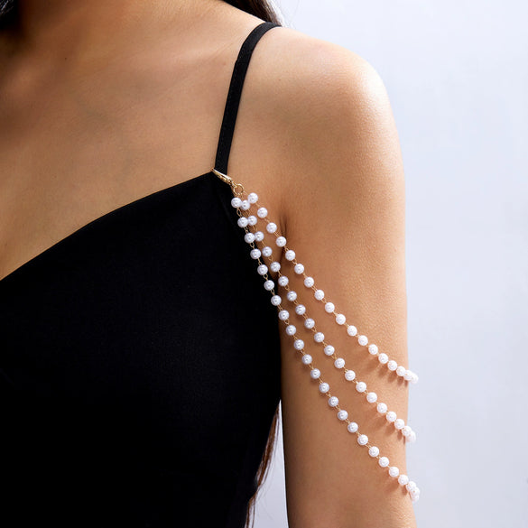 Wholesale Multilayer Pearl Shoulder Finger Body Chain For Women Fashion Retro Style