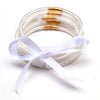 Wholesale Multilayer Silicone Gold Powder Ribbon Bracelet Suit With Bow And Geometric Pattern For Women