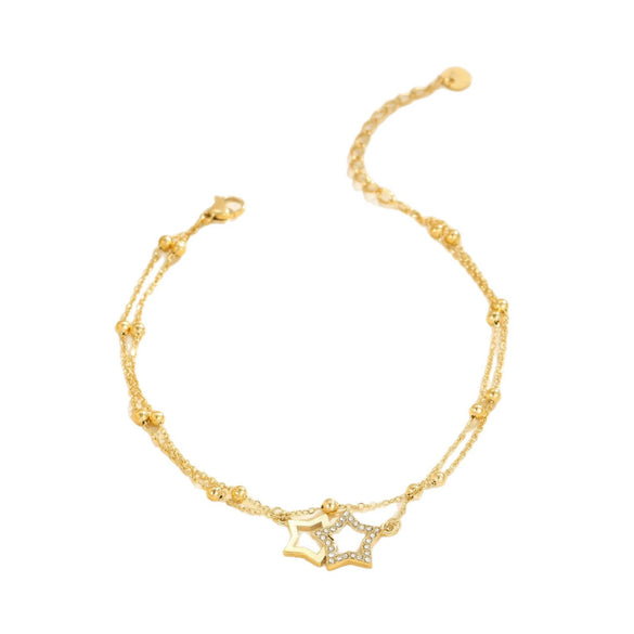 Wholesale Multilayer Stainless Steel Geometric Anklet In Marine Resort Style