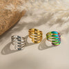 Wholesale Multilayer Stainless Steel Geometric Ring With 18K Real Gold Handmade And Electroplating For Women