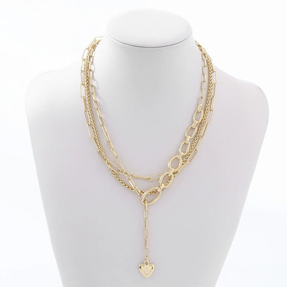Wholesale Multilayered Geometric Adjustable Metal Cross Chain Necklace For Women With Electroplating