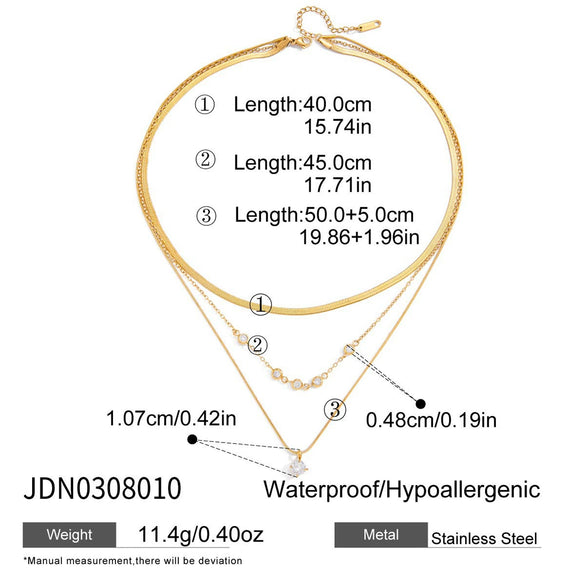 Wholesale Multilayered Geometric Stainless Steel And Titanium Steel Electroplated Necklace For Women