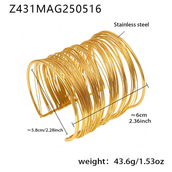 Wholesale Multilayered Geometric Stainless Steel Electroplated Bracelet Set For Women