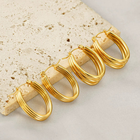 Wholesale Multilayered Hoop Earrings Ushaped Stainless Steel Geometric Electroplated For Women