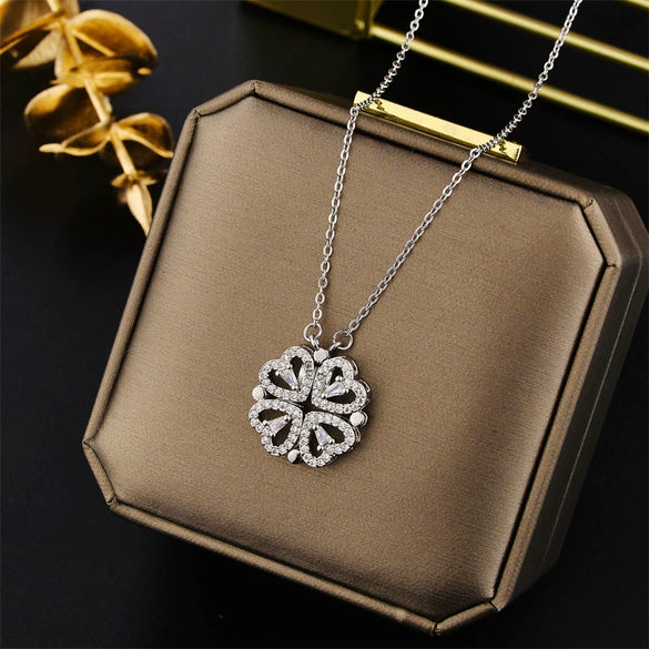 Wholesale Multilove Fourleaf Clover Necklace For Female Girlfriends Titanium Steel Clavicle Chain With Gold Inlaid And Geometric Design