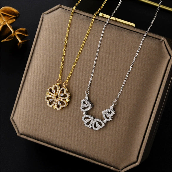 Wholesale Multilove Fourleaf Clover Necklace For Female Girlfriends Titanium Steel Clavicle Chain With Gold Inlaid And Geometric Design