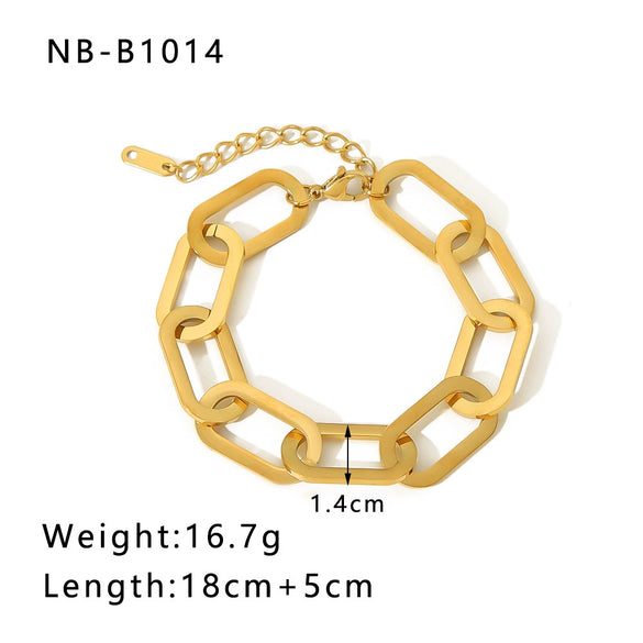 Wholesale Multistyle Thick Chain Personality Hip Hop Punk Style Stainless Steel Handmade Woven Geometric Bracelet With 24K Real Gold Electroplating