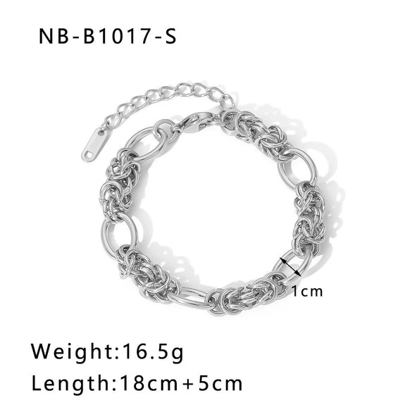 Wholesale Multistyle Thick Chain Personality Hip Hop Punk Style Stainless Steel Handmade Woven Geometric Bracelet With 24K Real Gold Electroplating