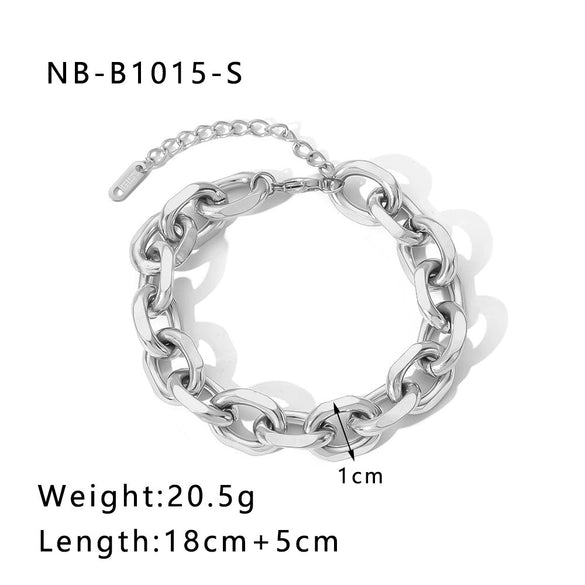 Wholesale Multistyle Thick Chain Personality Hip Hop Punk Style Stainless Steel Handmade Woven Geometric Bracelet With 24K Real Gold Electroplating