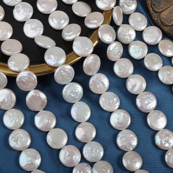 Wholesale Naked Freshwater Pearl Beaded Coin Baroque Round Cake Style Jewelry