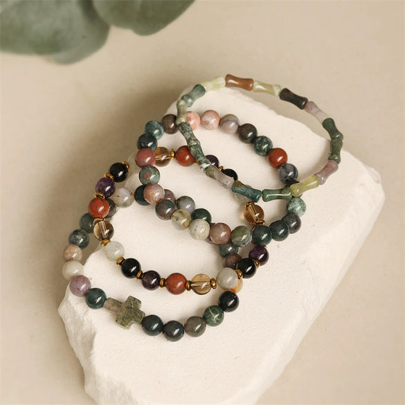 Wholesale Natural Agate Geometric Handmade Beaded Unisex Bracelet Jewelry