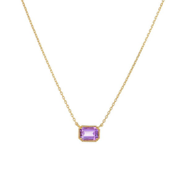 Wholesale Natural Amethyst Sterling Silver Geometric Women's Necklace