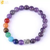 Wholesale Natural Amethyst Stone Beaded Bracelet With Buddha Head Multicolor Minimalist Unisex Jewelry