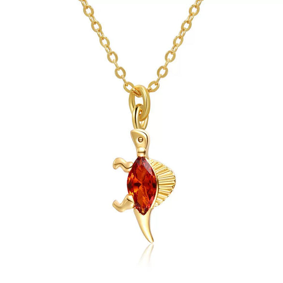 Wholesale Natural Animal Style Brass Ochain Clavicle Necklace With Copper Inlaid Zircon Pendant And Real Gold Plating