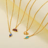 Wholesale Natural Animal Style Brass Ochain Clavicle Necklace With Copper Inlaid Zircon Pendant And Real Gold Plating