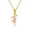 Wholesale Natural Animal Style Brass Ochain Clavicle Necklace With Copper Inlaid Zircon Pendant And Real Gold Plating
