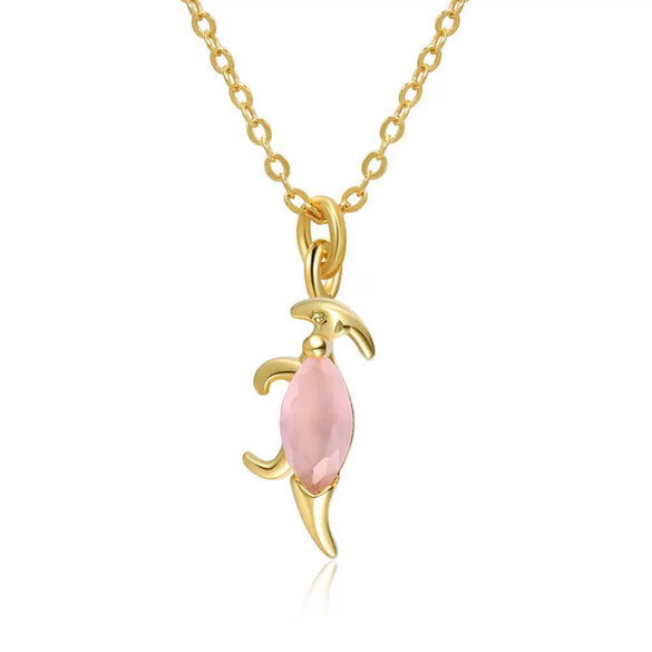 Wholesale Natural Animal Style Brass Ochain Clavicle Necklace With Copper Inlaid Zircon Pendant And Real Gold Plating