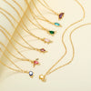 Wholesale Natural Animal Style Brass Ochain Clavicle Necklace With Copper Inlaid Zircon Pendant And Real Gold Plating