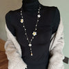 Wholesale Natural Baroque Pearl Long Sweater Chain With Geometric Pattern For Women Retro Beaded Clavicle Chain Jewelry