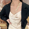 Wholesale Natural Baroque Pearl Long Sweater Chain With Geometric Pattern For Women Retro Beaded Clavicle Chain Jewelry