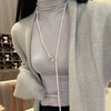 Wholesale Natural Baroque Pearl Long Sweater Chain With Geometric Pattern For Women Retro Beaded Clavicle Chain Jewelry