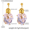 Wholesale Natural Crystal Stone Lily Of The Valley Tassel Long Earrings With Geometric Shape For Women Stainless Steel Electroplating Design
