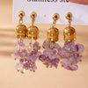 Wholesale Natural Crystal Stone Lily Of The Valley Tassel Long Earrings With Geometric Shape For Women Stainless Steel Electroplating Design