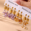 Wholesale Natural Crystal Stone Lily Of The Valley Tassel Long Earrings With Geometric Shape For Women Stainless Steel Electroplating Design
