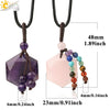 Wholesale Natural Crystal Stone Sixpointed Star Pendant Necklace With Tassel Handmade
