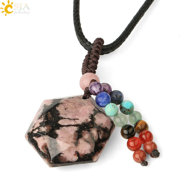 Wholesale Natural Crystal Stone Sixpointed Star Pendant Necklace With Tassel Handmade