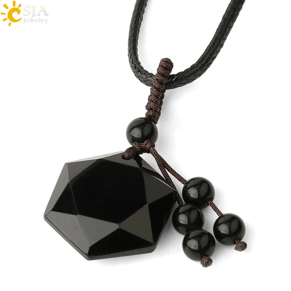 Wholesale Natural Crystal Stone Sixpointed Star Pendant Necklace With Tassel Handmade