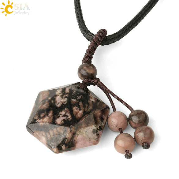 Wholesale Natural Crystal Stone Sixpointed Star Pendant Necklace With Tassel Handmade