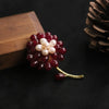 Wholesale Natural Flower Style Freshwater Pearl And Red Agate Handmade Electroplated Brooch Fashion Pin