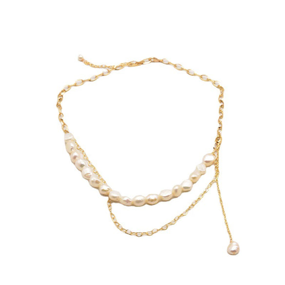 Wholesale Natural Freshwater Baroque Pearl Multi Layer Retro Long Clavicle And Sweater Chain Necklace For Women With 925 Silver Pendant And Geometric Pattern Electroplated