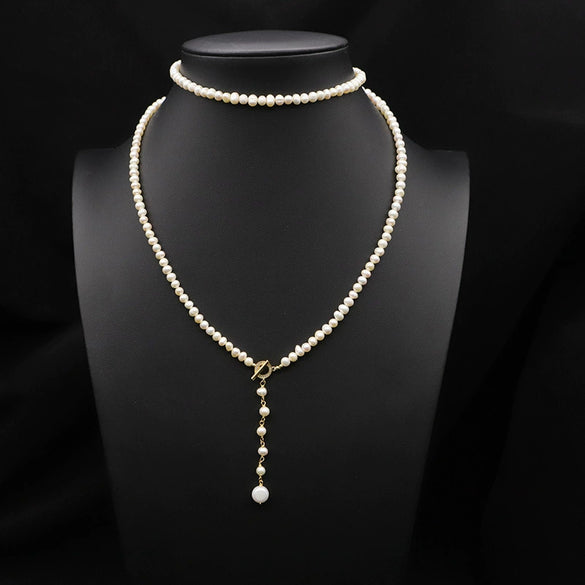 Wholesale Natural Freshwater Baroque Pearl Multi Layer Retro Long Clavicle And Sweater Chain Necklace For Women With 925 Silver Pendant And Geometric Pattern Electroplated