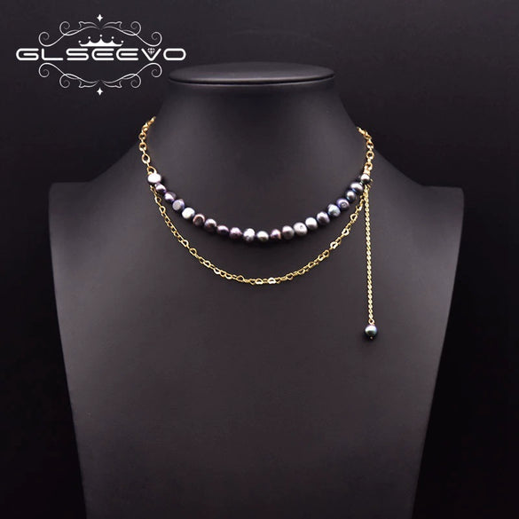 Wholesale Natural Freshwater Baroque Pearl Multi Layer Retro Long Clavicle And Sweater Chain Necklace For Women With 925 Silver Pendant And Geometric Pattern Electroplated