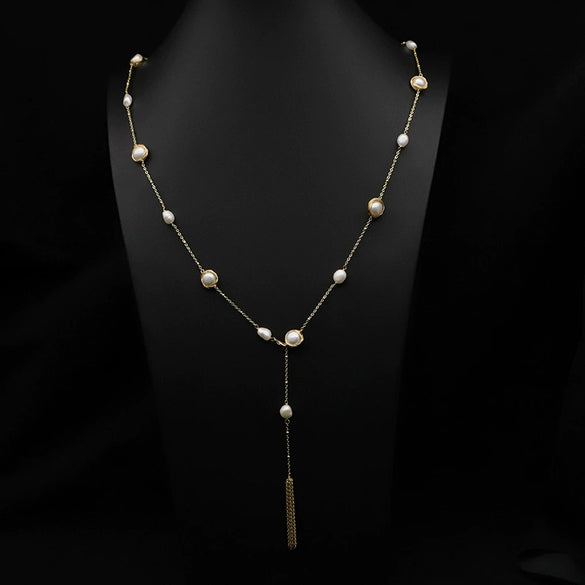 Wholesale Natural Freshwater Baroque Pearl Multi Layer Retro Long Clavicle And Sweater Chain Necklace For Women With 925 Silver Pendant And Geometric Pattern Electroplated