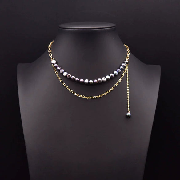 Wholesale Natural Freshwater Baroque Pearl Multi Layer Retro Long Clavicle And Sweater Chain Necklace For Women With 925 Silver Pendant And Geometric Pattern Electroplated